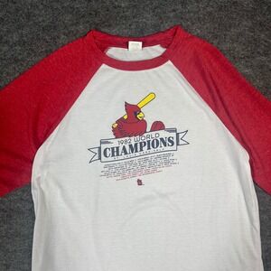 Vintage 1982 St Louis Cardinals  World Series Champions Raglan Mens XL Red